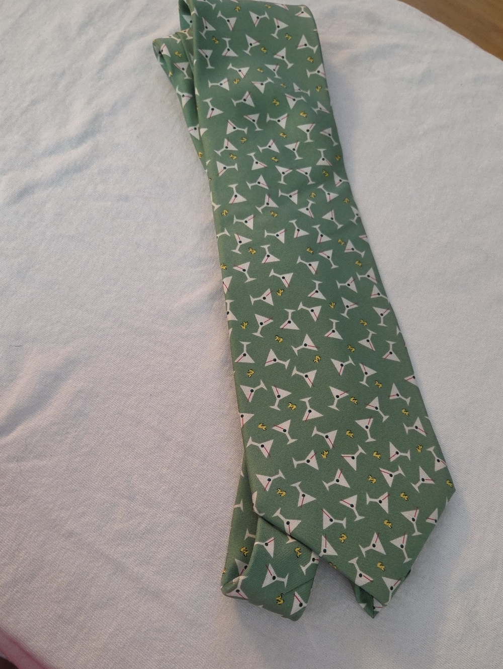 Men's Green Novelty Martini Print Tie